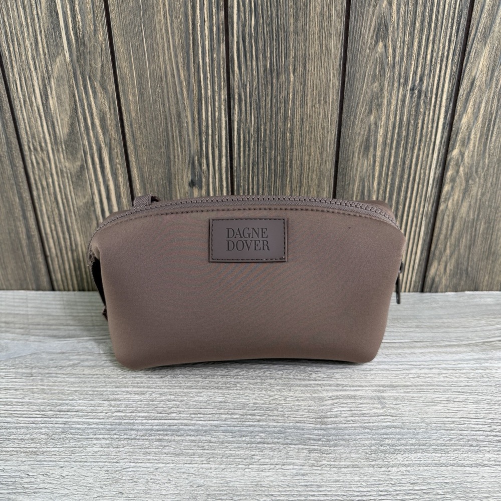 Dagne Dover Small Hunter Toiletry Bag Dune Brown Neoprene Travel Cosmetic Pouch
